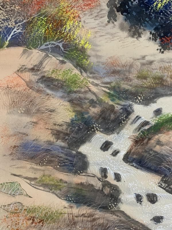 《東山魁夷》「秋渓」　絹本 肉筆 掛軸 共箱・二重箱 文化勲章 25n896