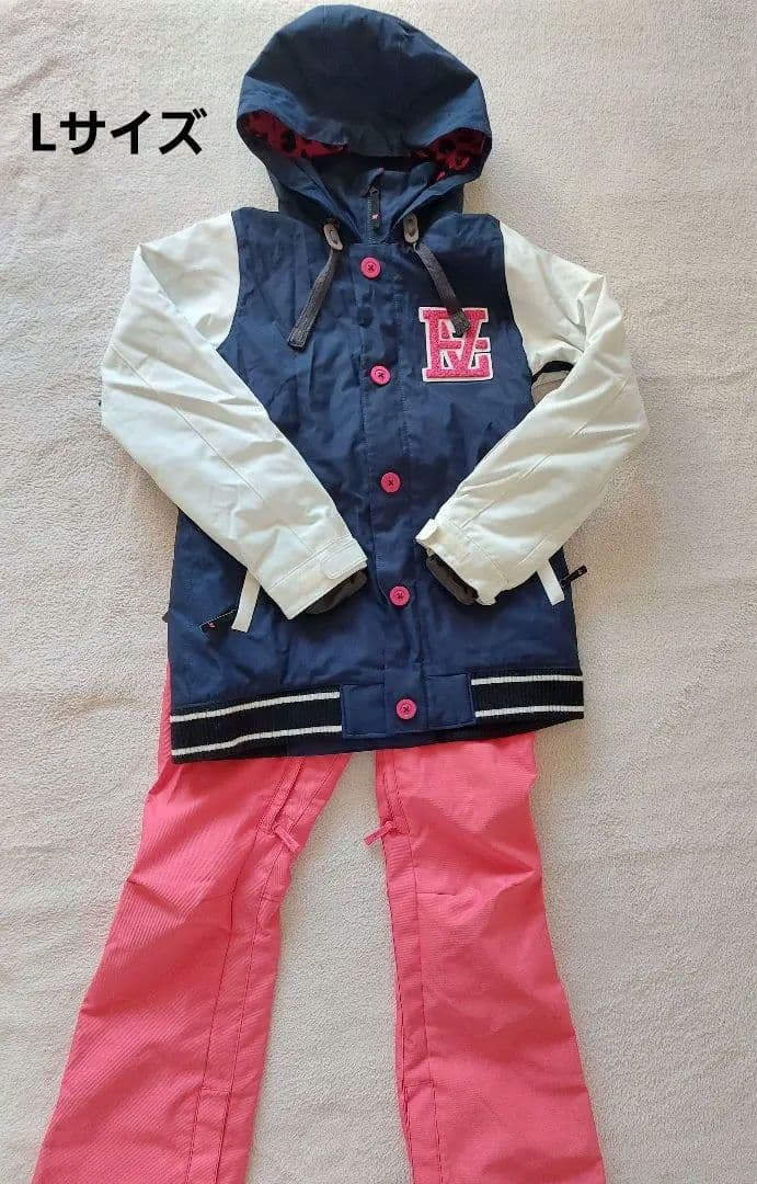 ネイビー/ピンク スノーボードウェアセット　Lサイズ