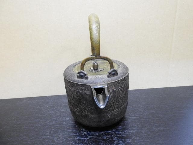 雷紋燗鍋　西村道也造　宮崎寒雉箱書　MA389