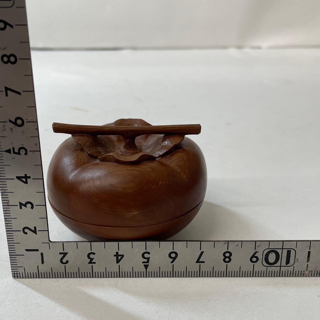 木製 香合 太江勝山作 香道具 茶道具 一位の木で一刀彫りです 柿【IR-16】