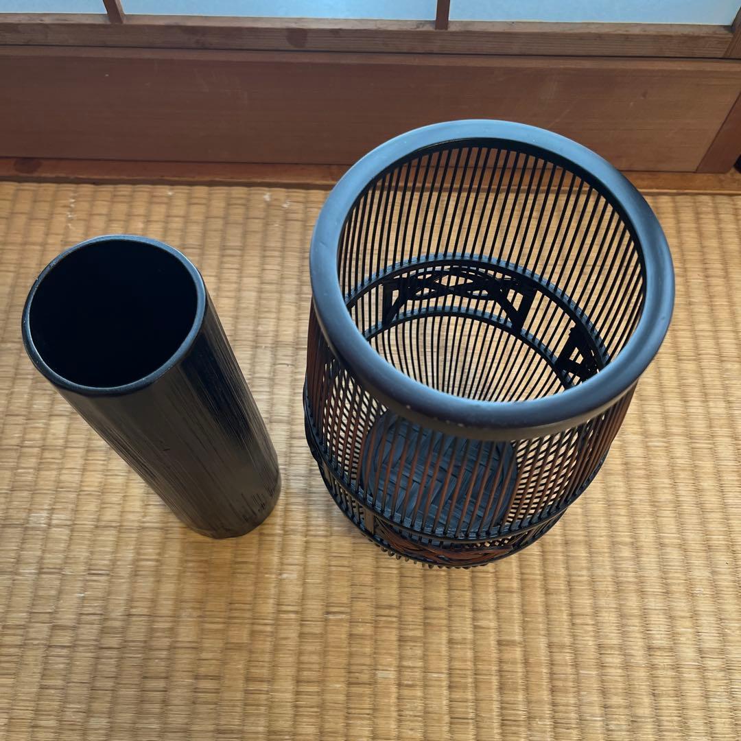 新品 花瓶 花器 【駿河竹千筋細工 伝統工芸】 竹製 茶道具 豪華編み込み模様