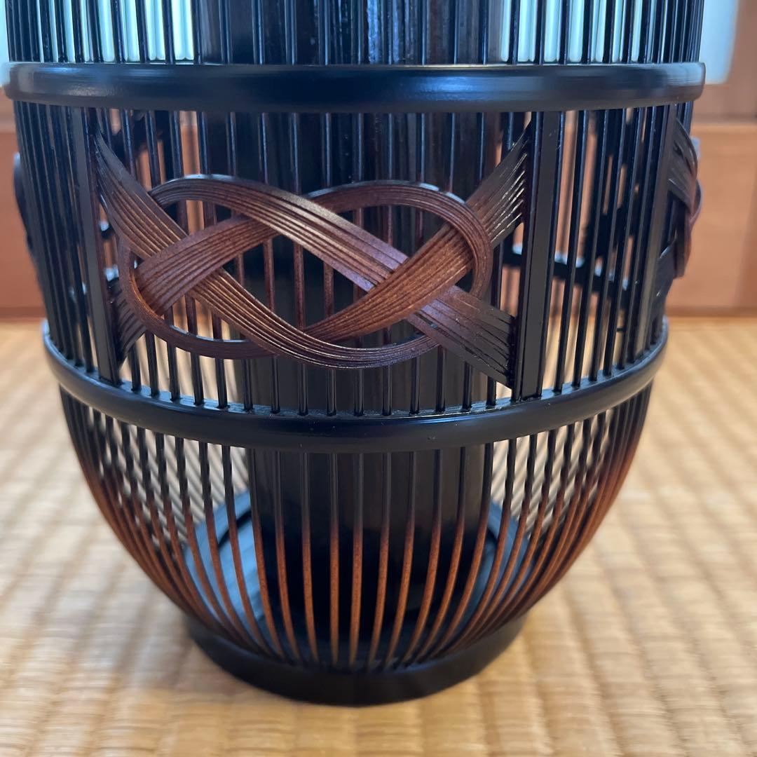 新品 花瓶 花器 【駿河竹千筋細工 伝統工芸】 竹製 茶道具 豪華編み込み模様