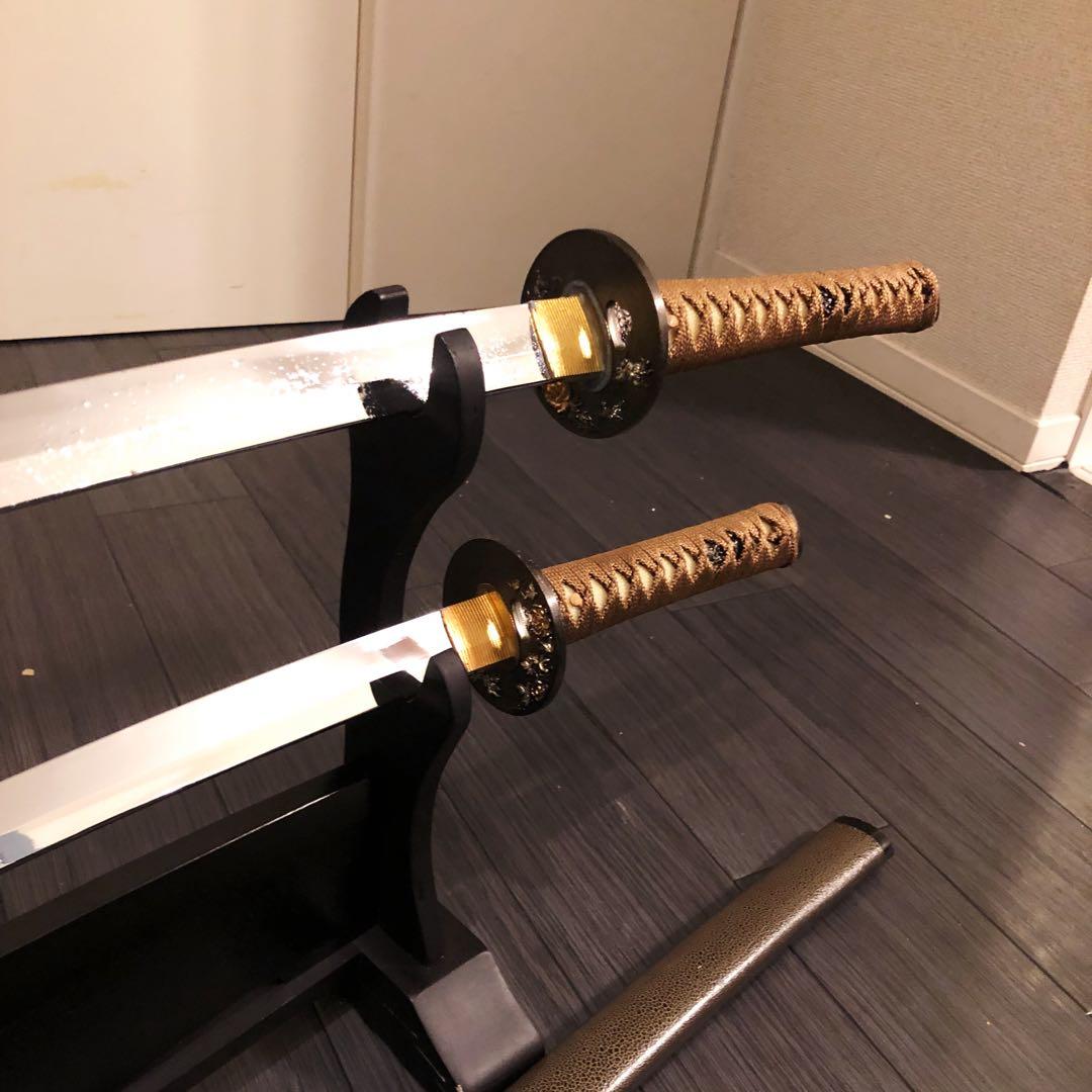 高級模造刀　居合刀　 美術刀剣　太刀　脇差　大小セット　2本セット　茶白拵え