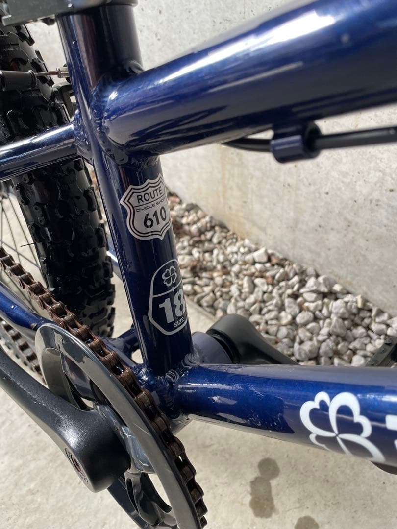 【価格交渉OK!】ヨツバサイクル 18インチ ネイビー ホワイト 子供用自転車