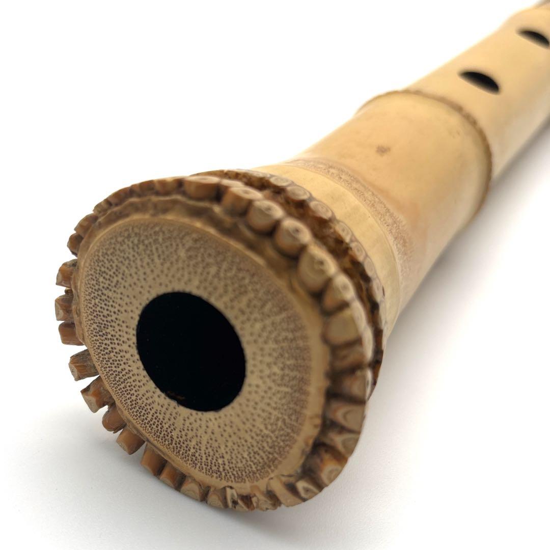 【美品】尺八　琴古流　バチ型　銘あり　竹治　1尺8寸　5孔　和楽器