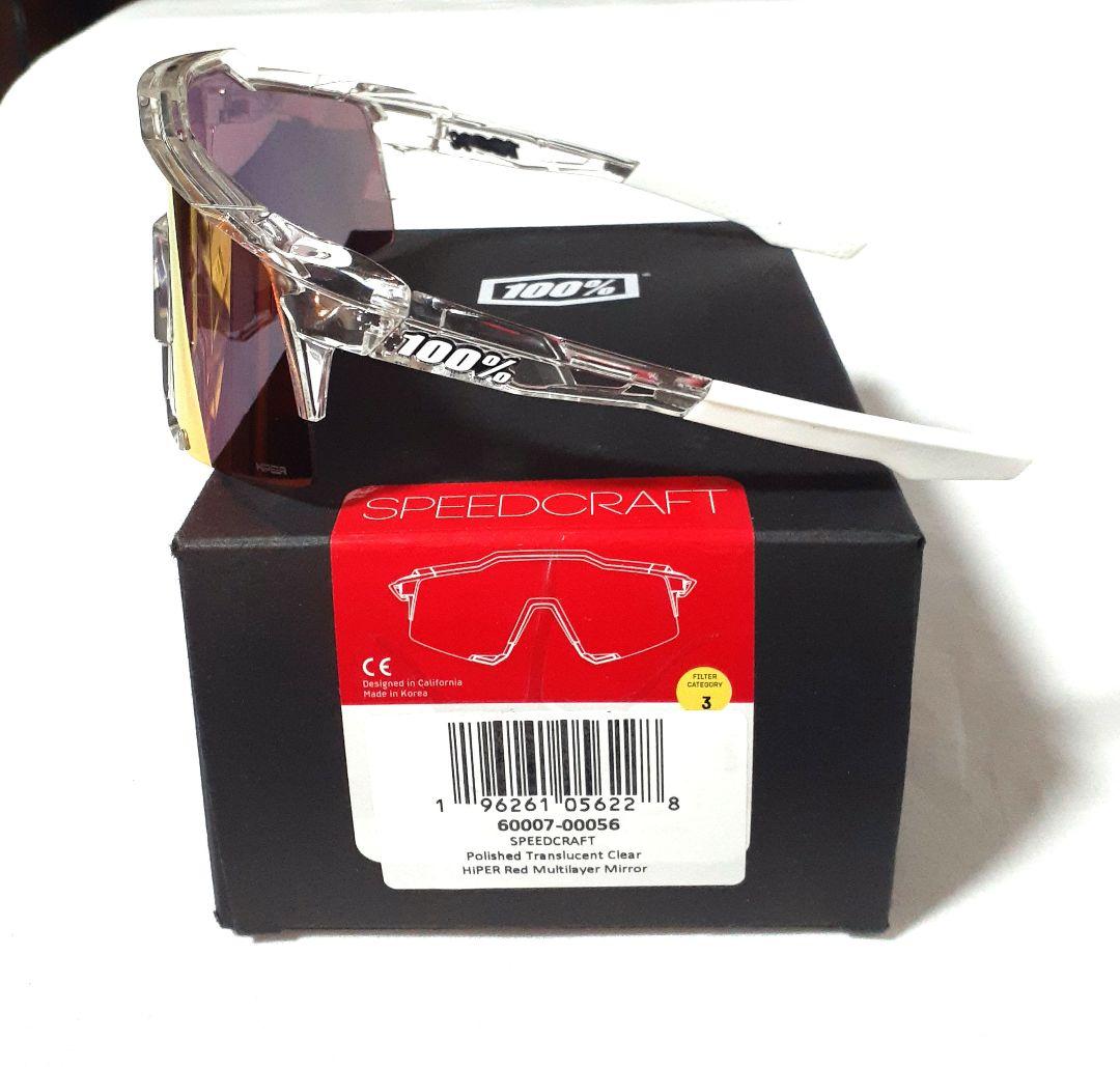 100% Speedcraft クリア レッド ワンハンドレッド サングラス
