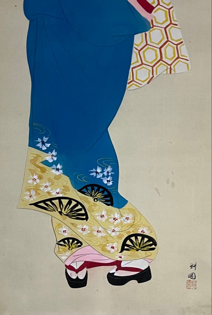 掛軸 庭山耕園「美人画」絹本 肉筆