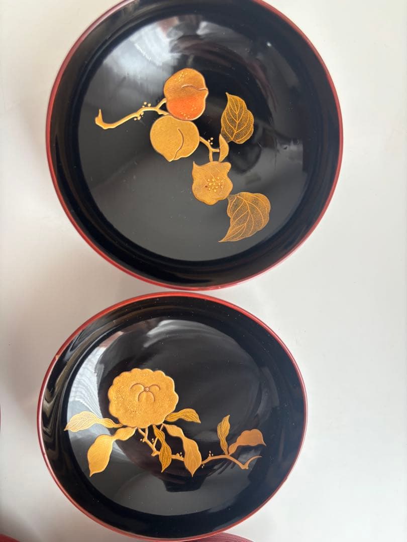 時代漆器　京都　蒔絵師　長野横笛　吸物椀　絵替　9客　共箱