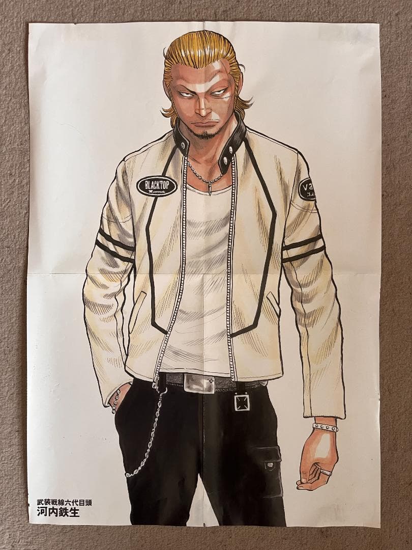 CROWS×WORST 高橋ヒロシサイン入り複製原画 河内鉄生 フィギュアバイク