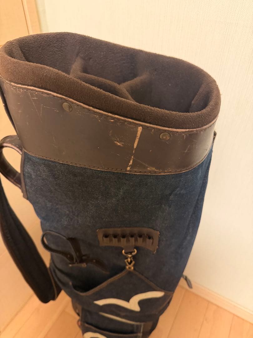 【希少品】エヴィス（EVISU）フード一体型キャディバッグ・デニム生地
