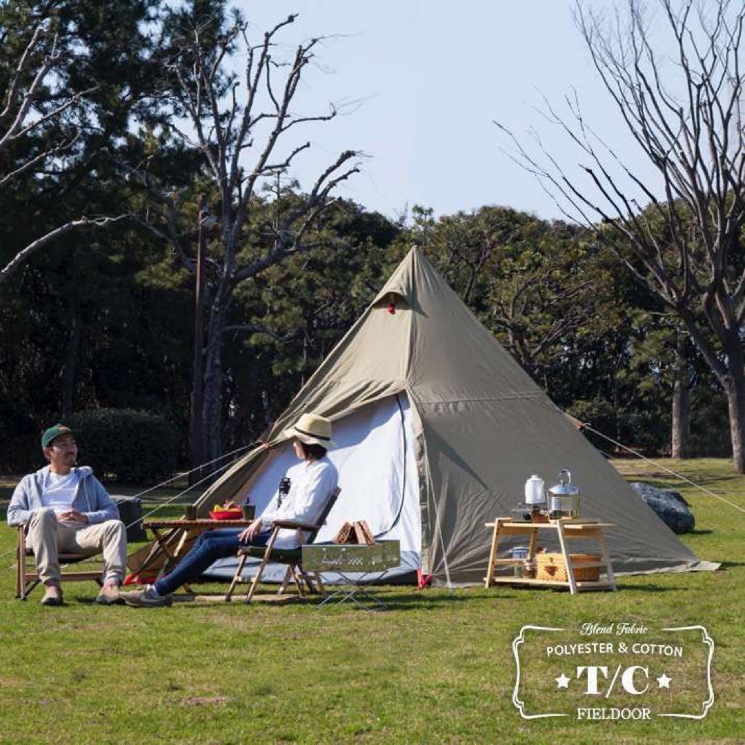 フィールドドア ワンポールテントTC/400 2-4人用 グラウンドシート付き
