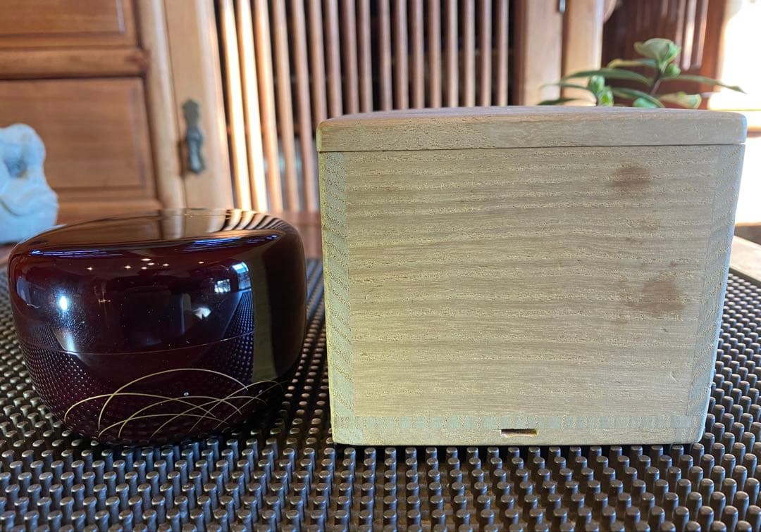 美品　輪島塗　棗　蒔絵・松虫（鈴虫）　　　　鈴谷鐵五郎作 ・茶道具　ヴィンテージ