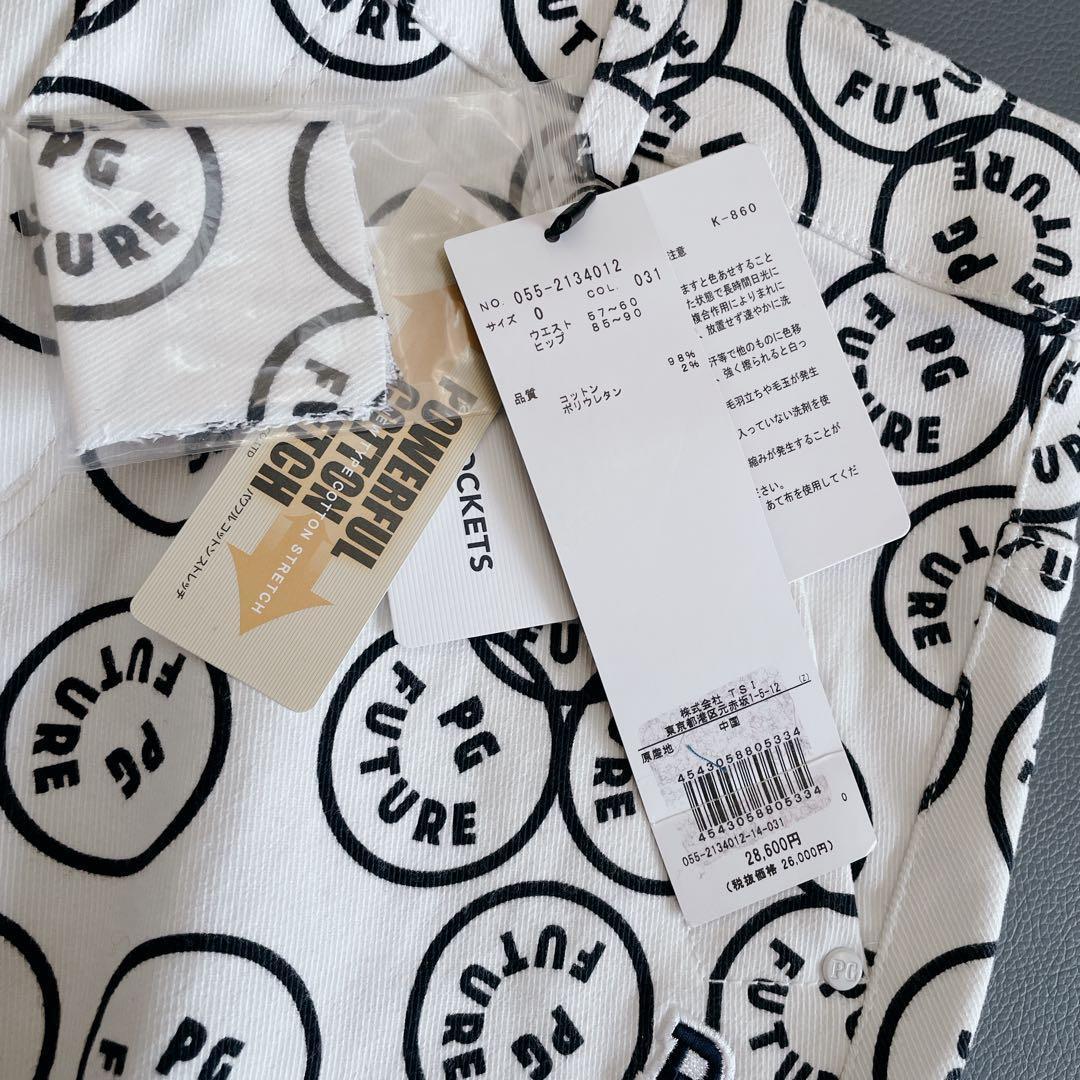 新品タグ付き未使用品 パーリーゲイツ スカート 0/S 総柄 ホワイト