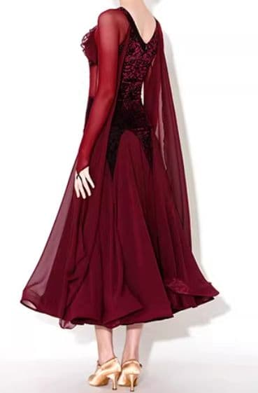 社交ダンスドレス ボリューム スタンダード モダン オーダーメイド レッド