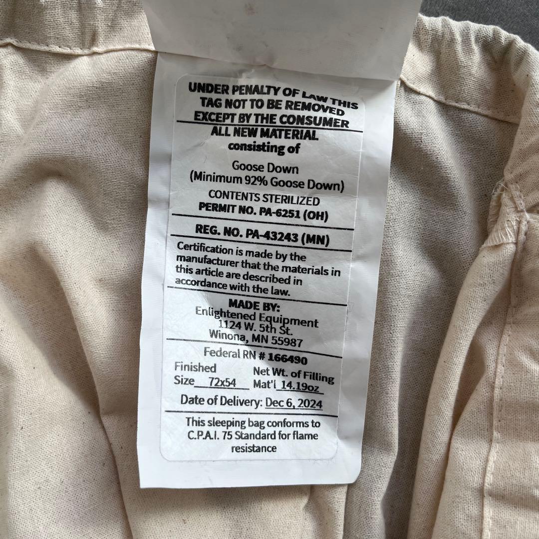 ENLIGHTENED EQUIPMENT 950FP エンライト　20°F