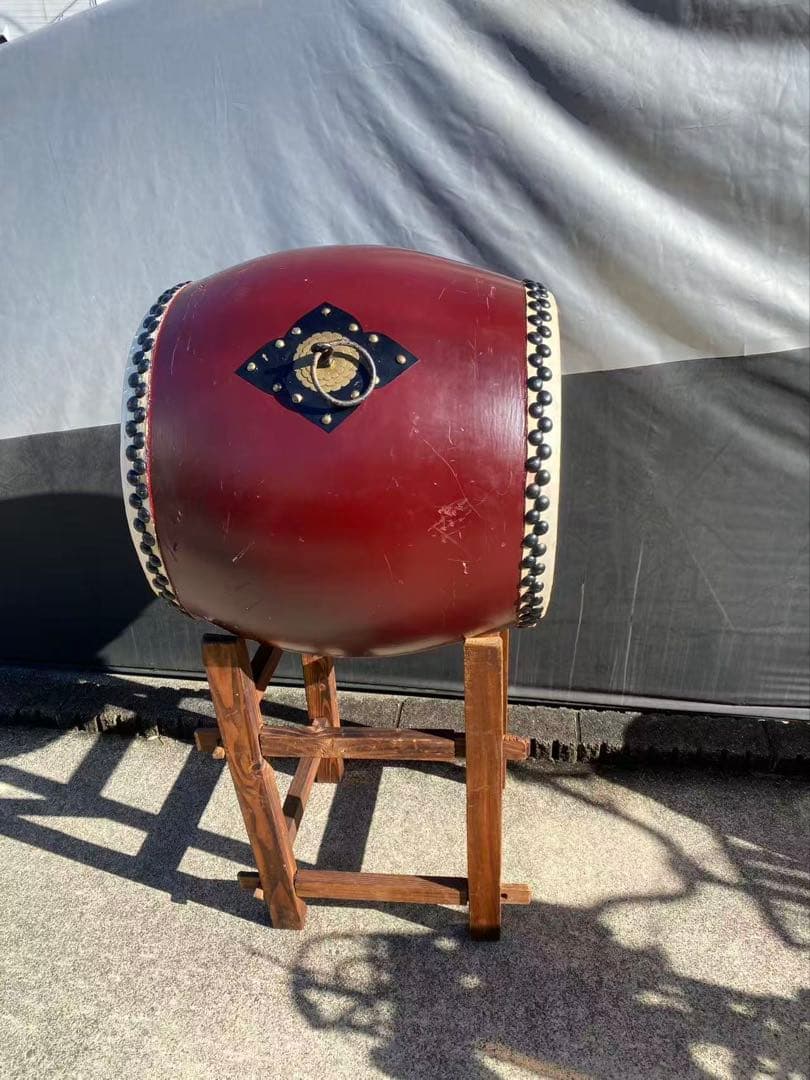 和太鼓鼓面】約47cm【胴高】約60cm和太鼓と太鼓台のセットになります 年代物