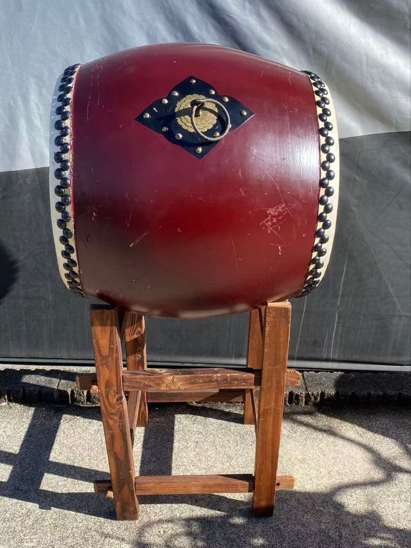 和太鼓鼓面】約47cm【胴高】約60cm和太鼓と太鼓台のセットになります 年代物