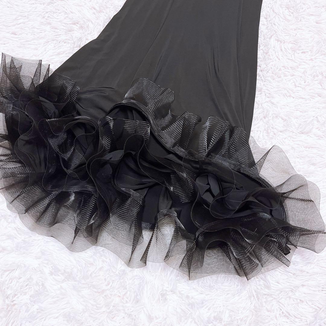 新品 チャコット 社交 ダンス 衣装 ワンピース ドレス リボン ロング 黒