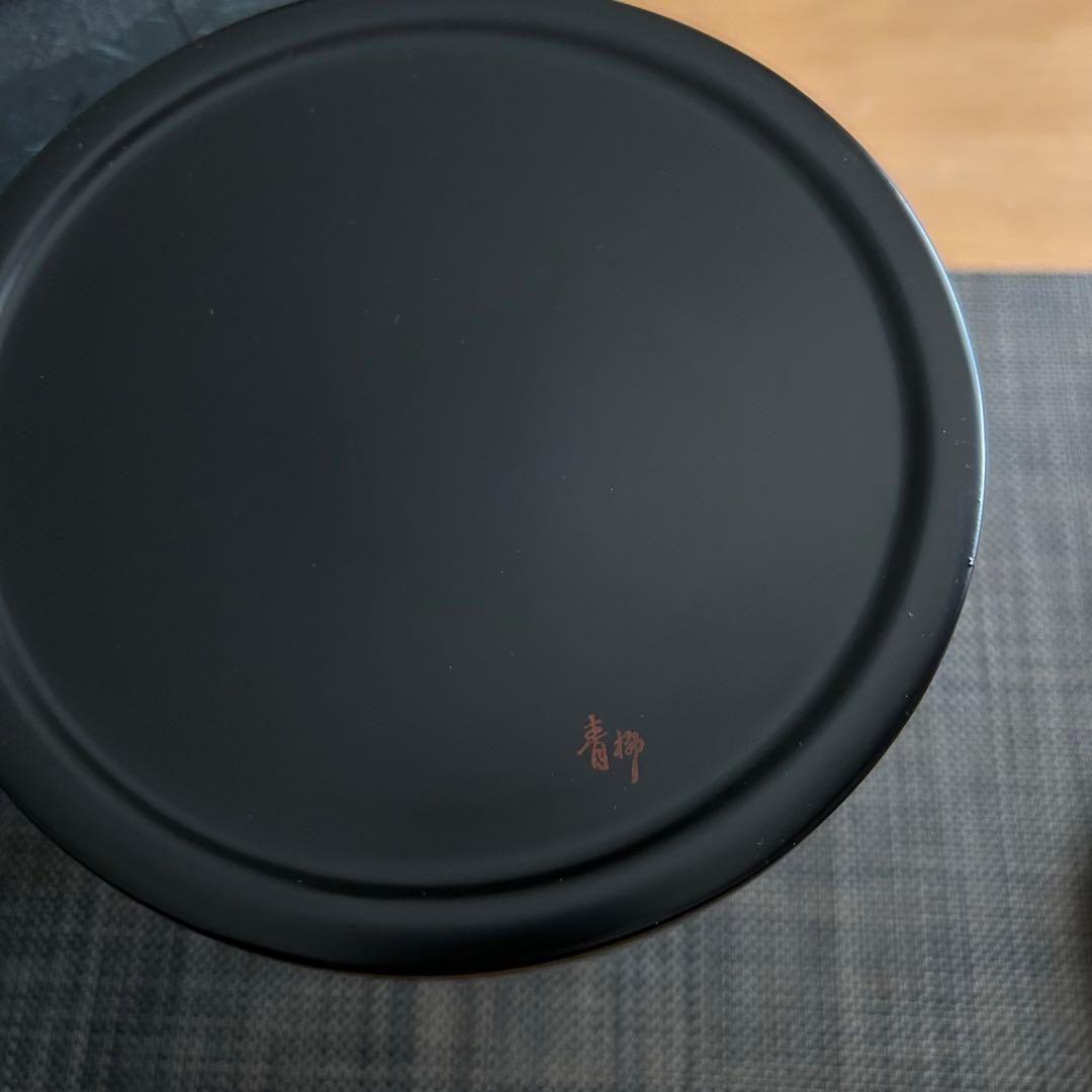 【新品未使用】秀衡塗　手桶型盛器　菓子器　茶器　漆器　青柳