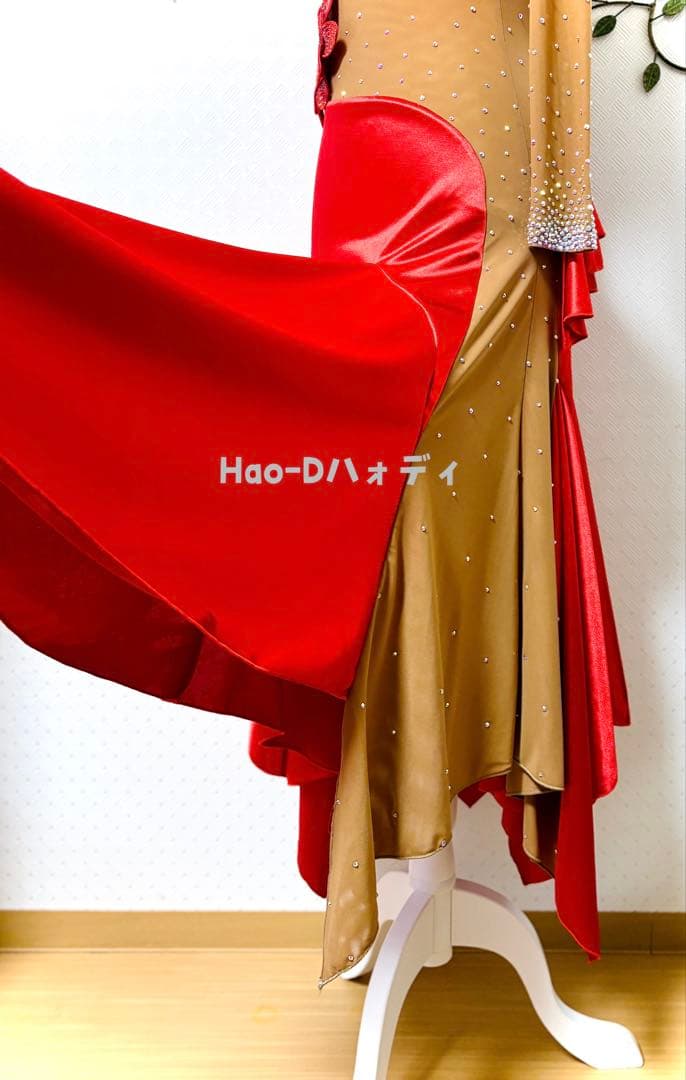 新品★ドレス★ルンバ★タンゴ★スムース★社交ダンス★競技会★パーティー★レッド