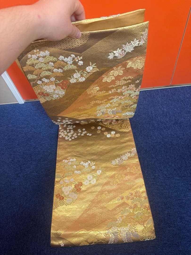 2671袋帯 古代彫金紋 西陣織 金糸　高級上質上品　約440cm 未使用