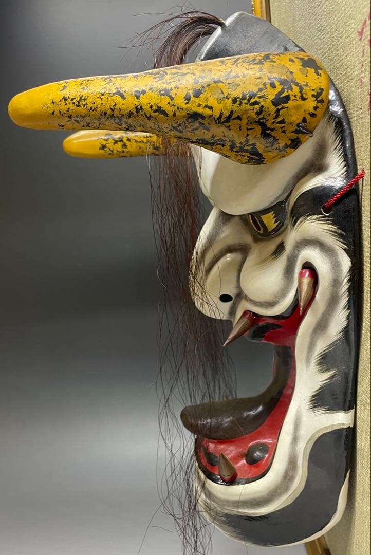 石見神楽面　石見神楽　石州和紙　在銘　作家作品　魔除け　健康長寿　Lw7613