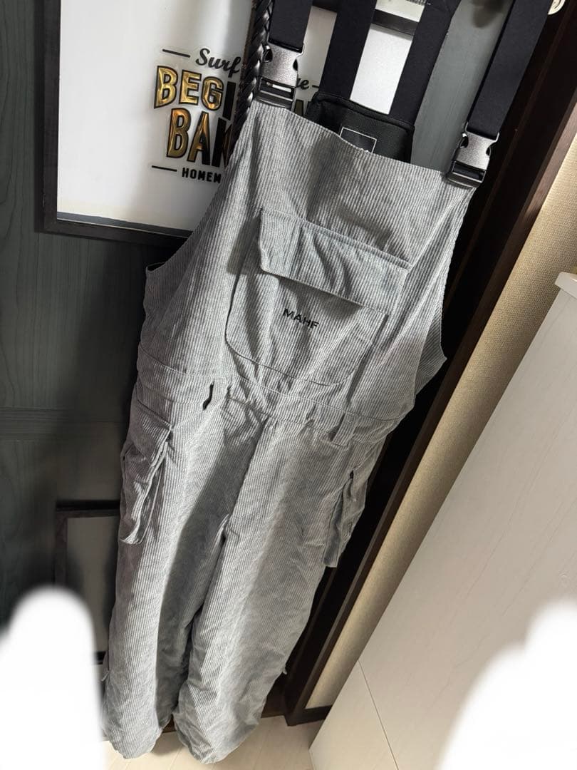 MAHF コーデュロイ アングラーズワイドビブパンツ