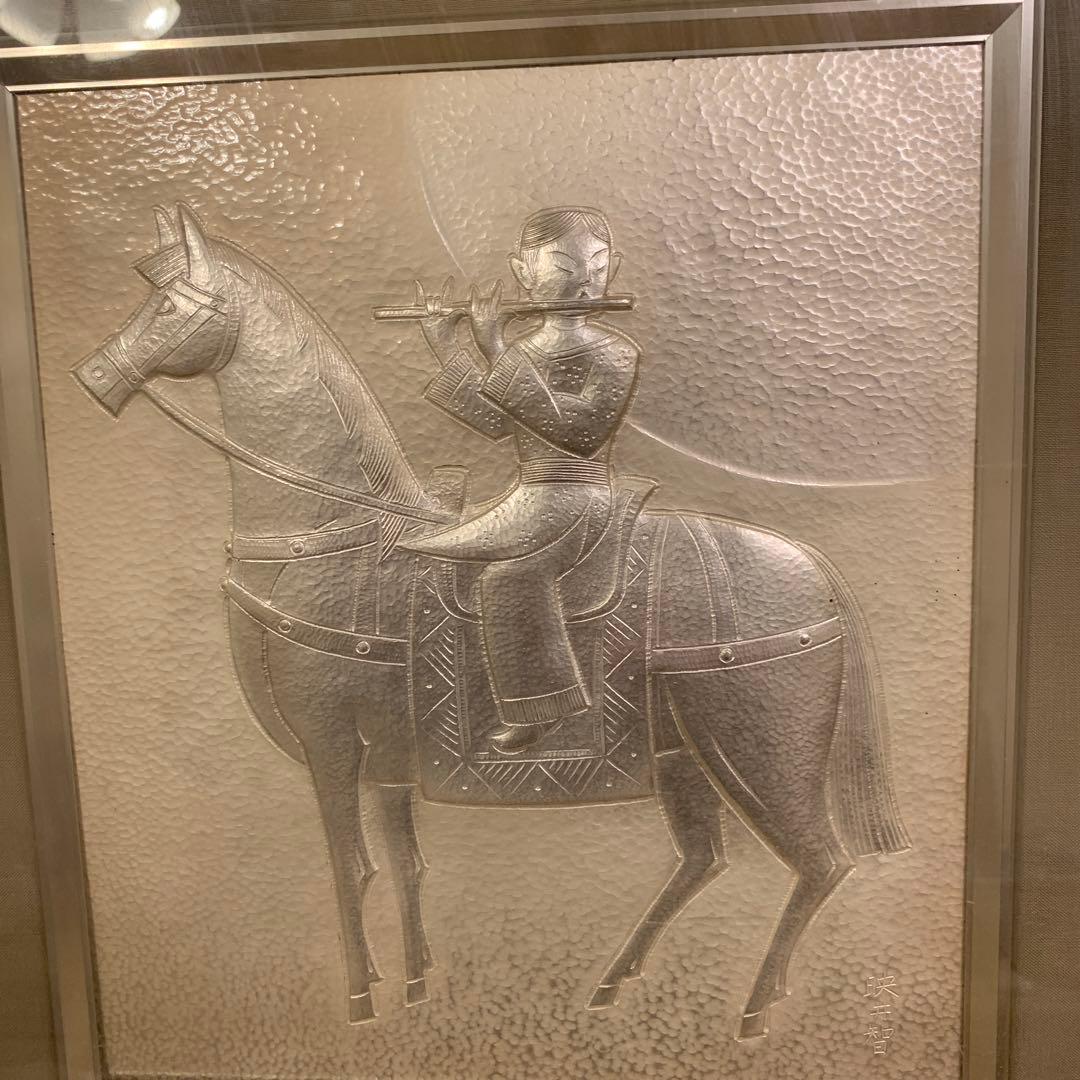 アンティーク　人間国宝・金森映井智作品　パネル額／静韻　500限定