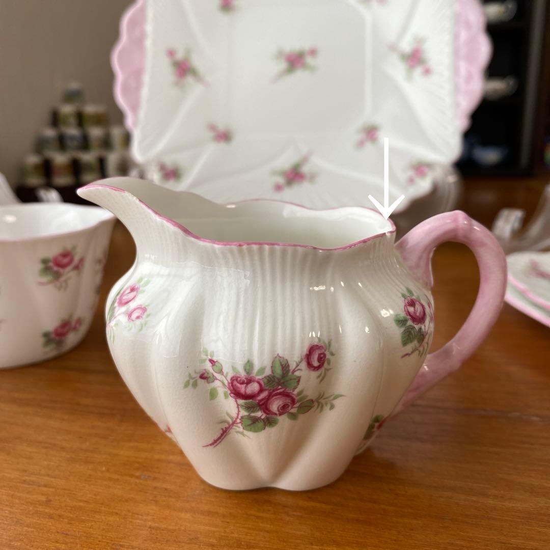 シェリー　ブライダルローズ　ピンクローズの可愛いティーセット　大皿　シュガー