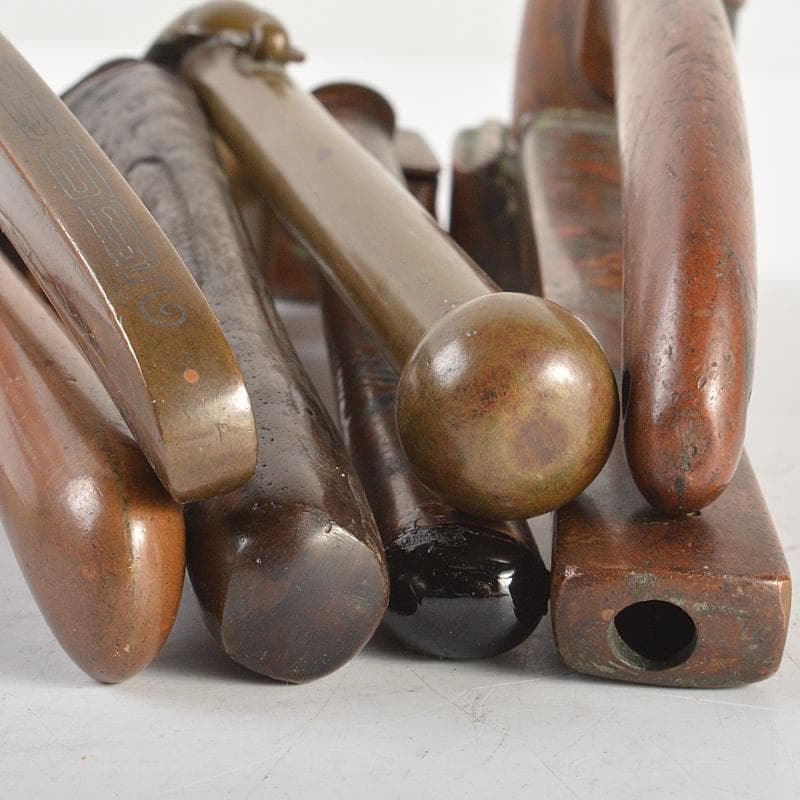 時代提げ物　書道具　古銅　矢立　15点まとめて　F　R7308