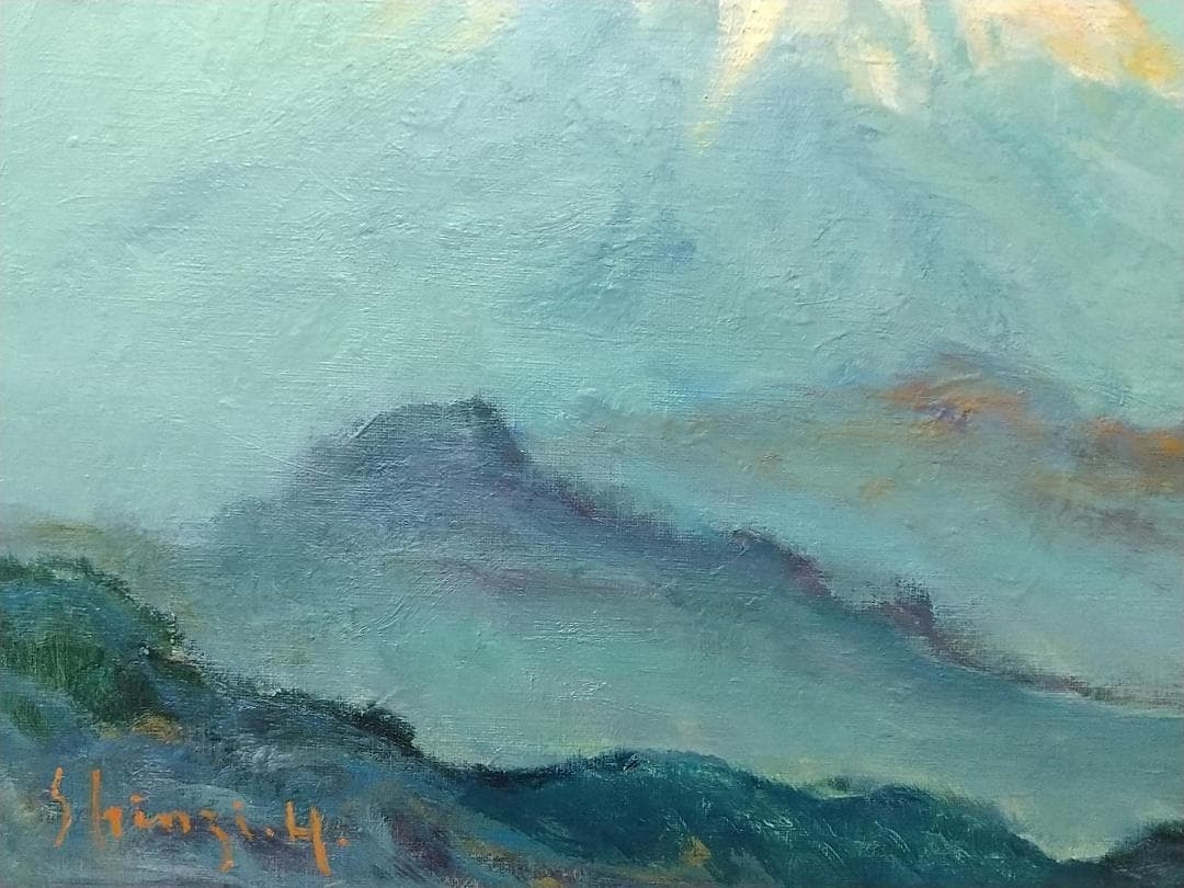 「黎明富士」 F6 油絵 絵画 油彩画 アート 風景画 富士山