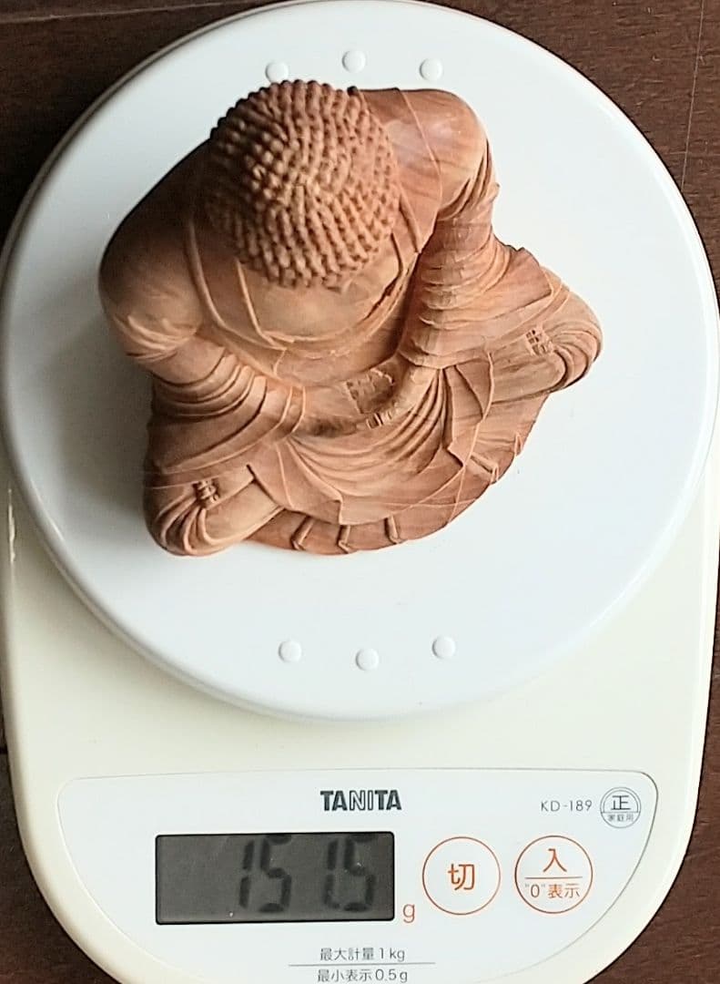 釈迦如来坐像 3寸 #334 像のみ 金彩無 お釈迦さま ◆白檀 木彫 仏像