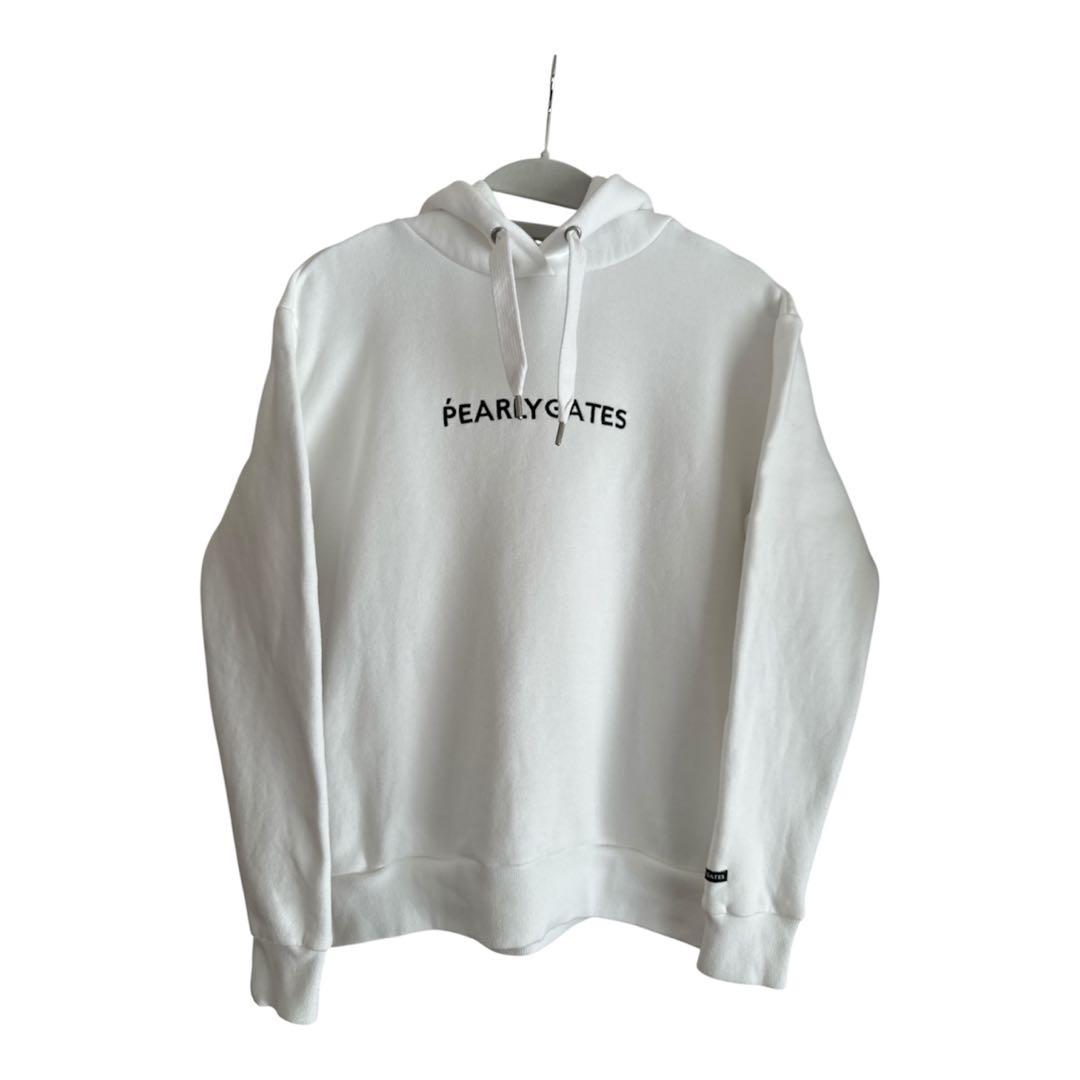 パーリーゲイツ レディース 裏起毛オーバーサイズ 白パーカーサイズ2 美品ゴルフ