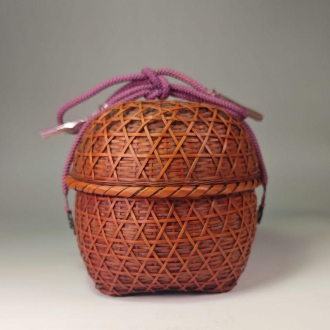 ウ312 茶籠『吉川日月作』『竹製　御所篭　共箱　茶道具』野点籠