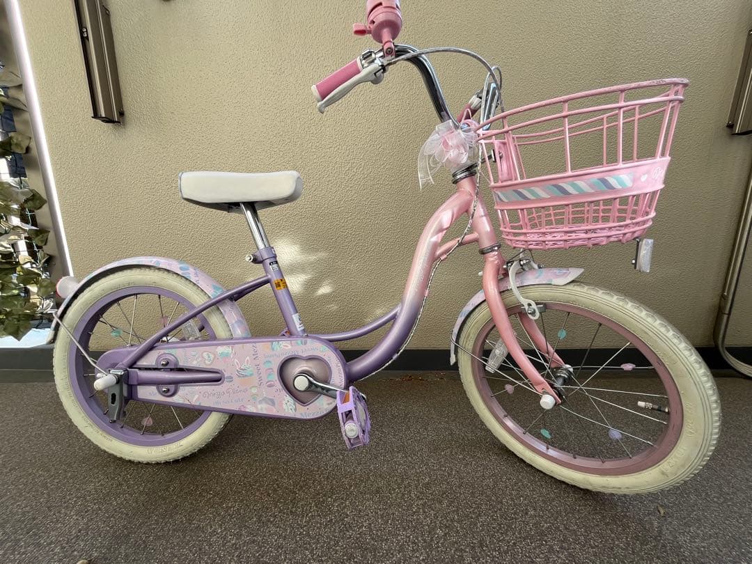 幼児用自転車 パープル・ピンク 16インチ　メゾピアノ　引取り限定