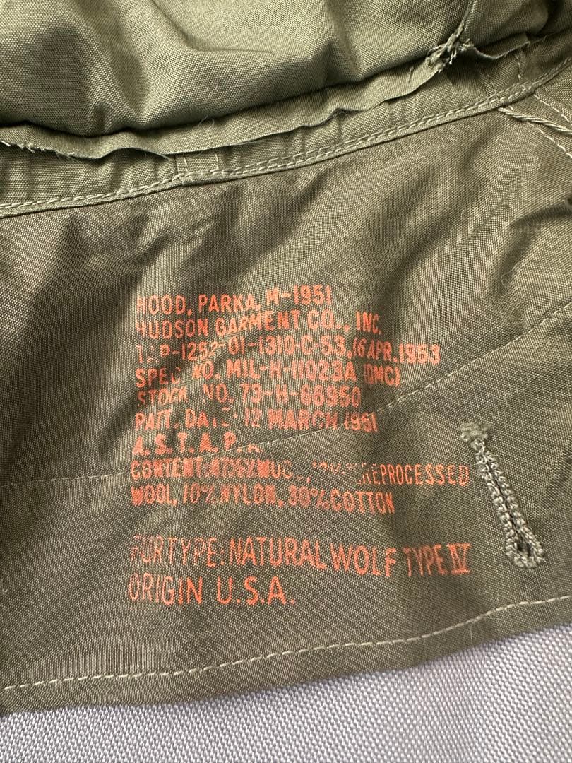 M-51 モッズコート用フード　緑タグ
