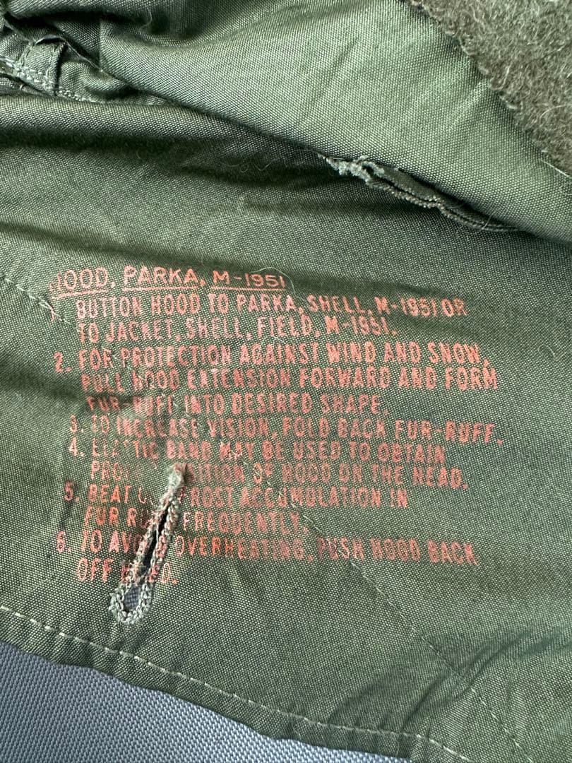 M-51 モッズコート用フード　緑タグ