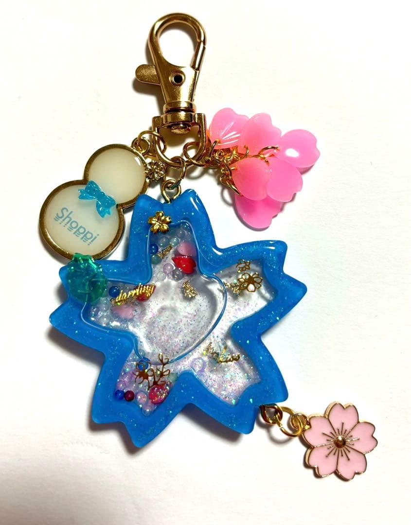 Man レジンキーホルダー さくらシェイカー 雪だるま ハンドメイド