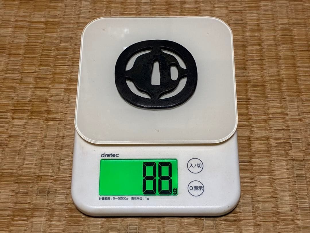 鉄製 十文字 金象嵌 鍔(つば) 刀 時代物 箱入