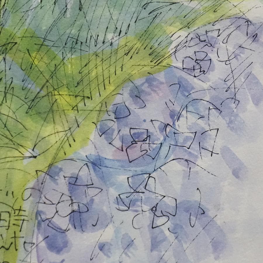 斎藤政一『矢田寺あじさいと地蔵』 一枚の繪 水彩画 絵画 美術 芸術 額装