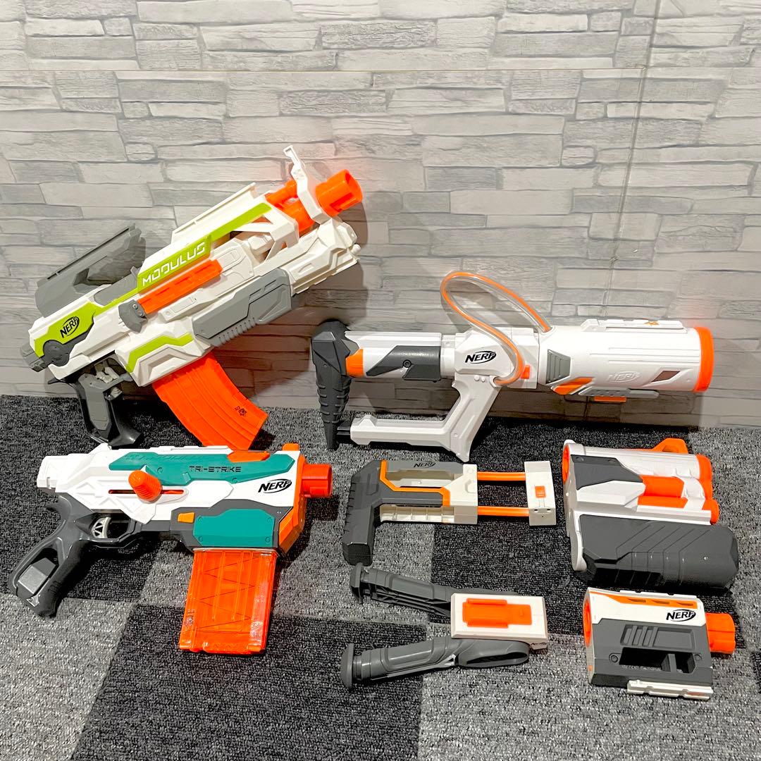 ナーフ 電動とコッキングの2台セットです‼︎ 通常弾、メガ弾、ロケット弾発射可能‼︎