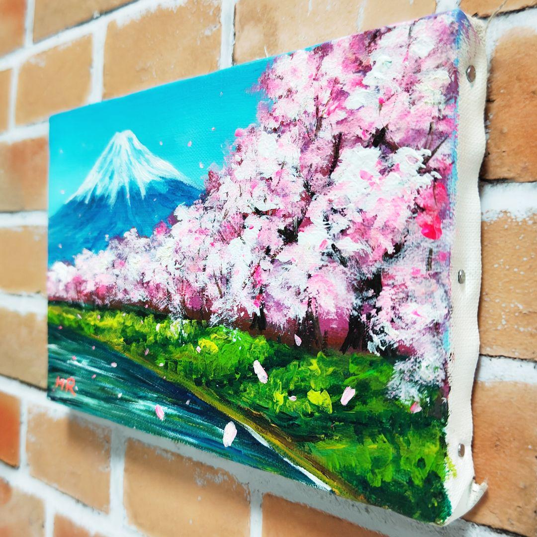 油絵 絵画【桜の富士山】