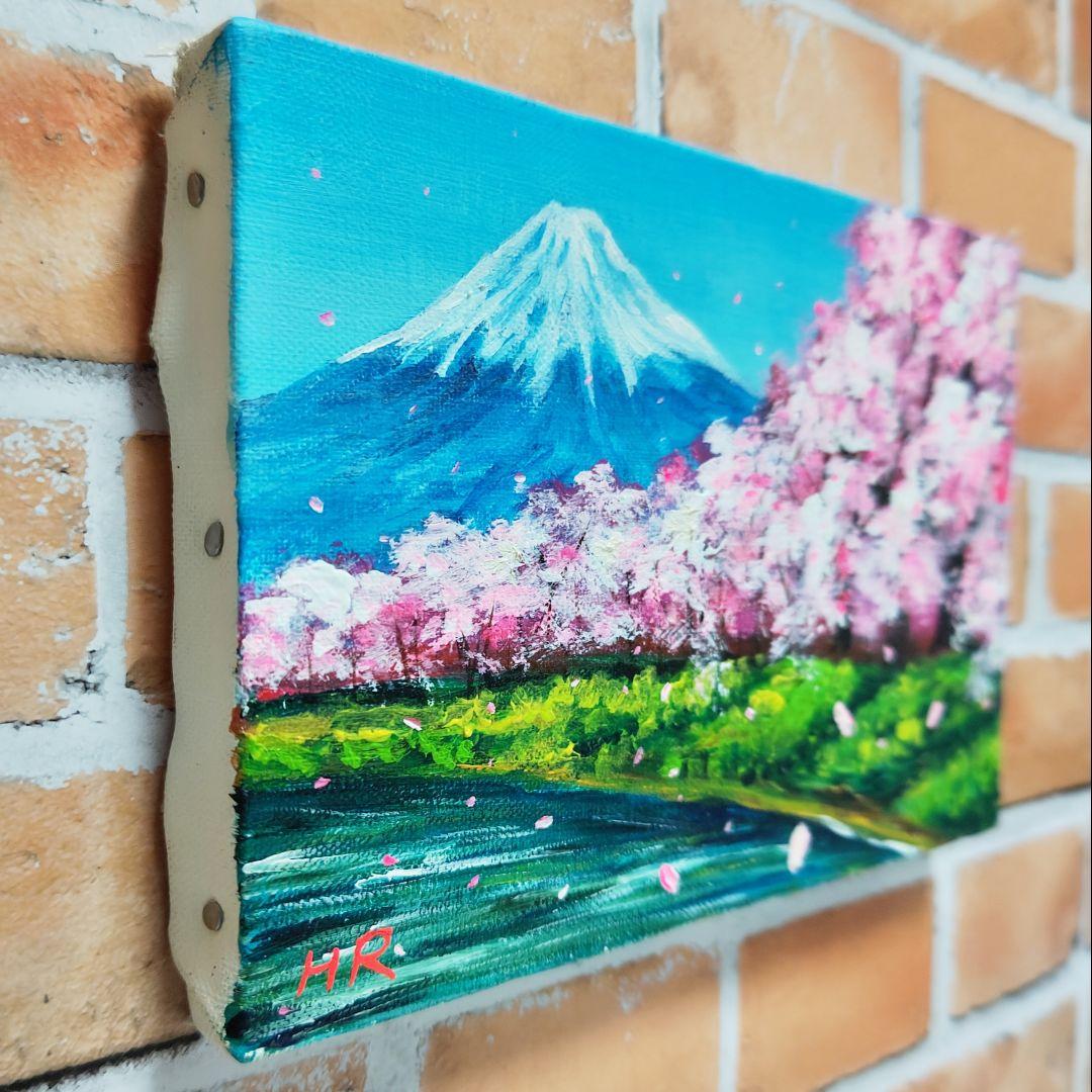 油絵 絵画【桜の富士山】