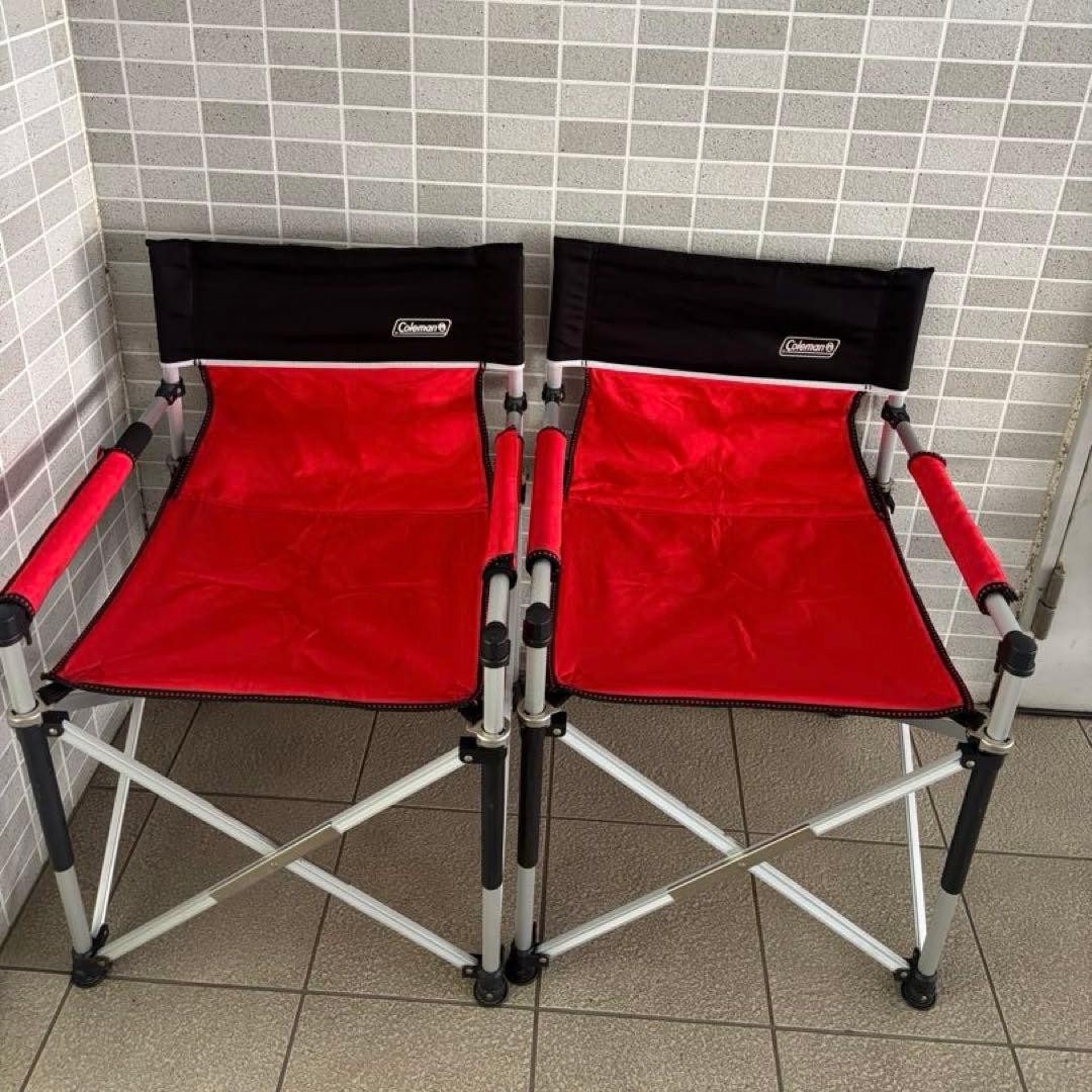 コールマン　スリムキャプテンチェア　レッド／ブラック　4脚セット