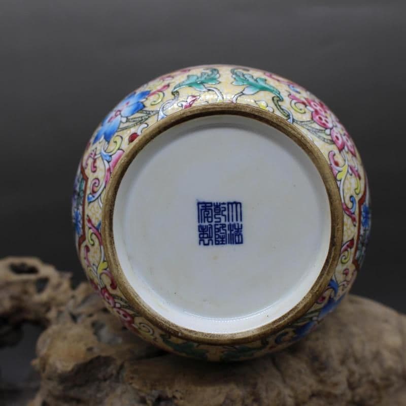 清乾隆粉彩獅紋花口玉壺春瓶 景徳鎮 陶磁器 装飾品 現代工芸品 美術品 置物