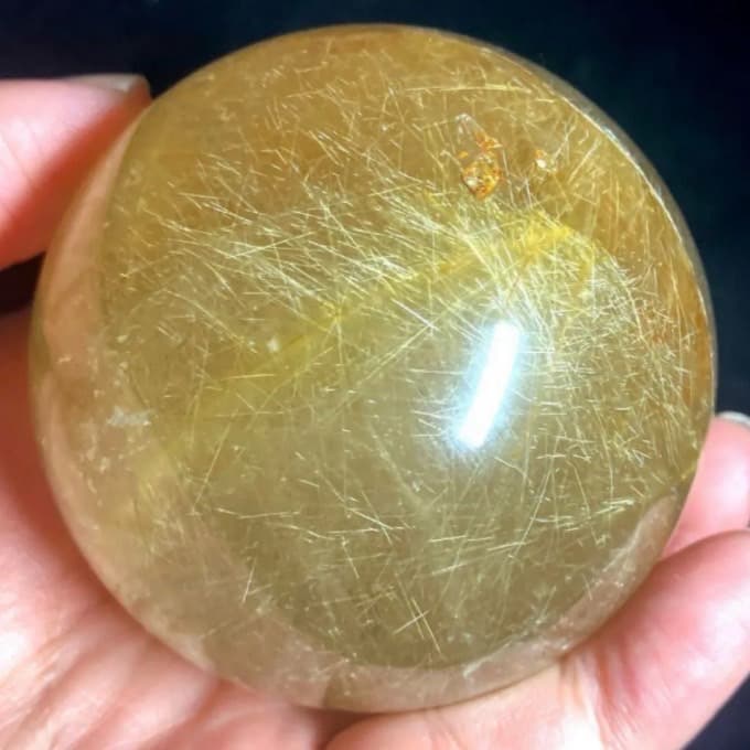 超大玉　61mm ゴールドルチルクォーツ　丸玉　スフィア　金針水晶