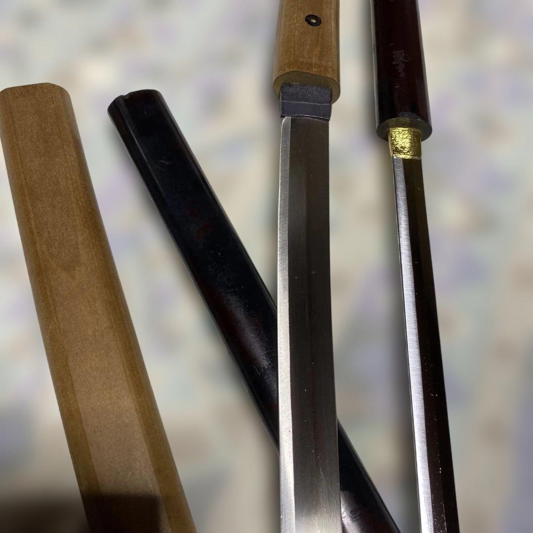 模造刀２本 仕込み杖(刀袋付)と白木鞘大刀