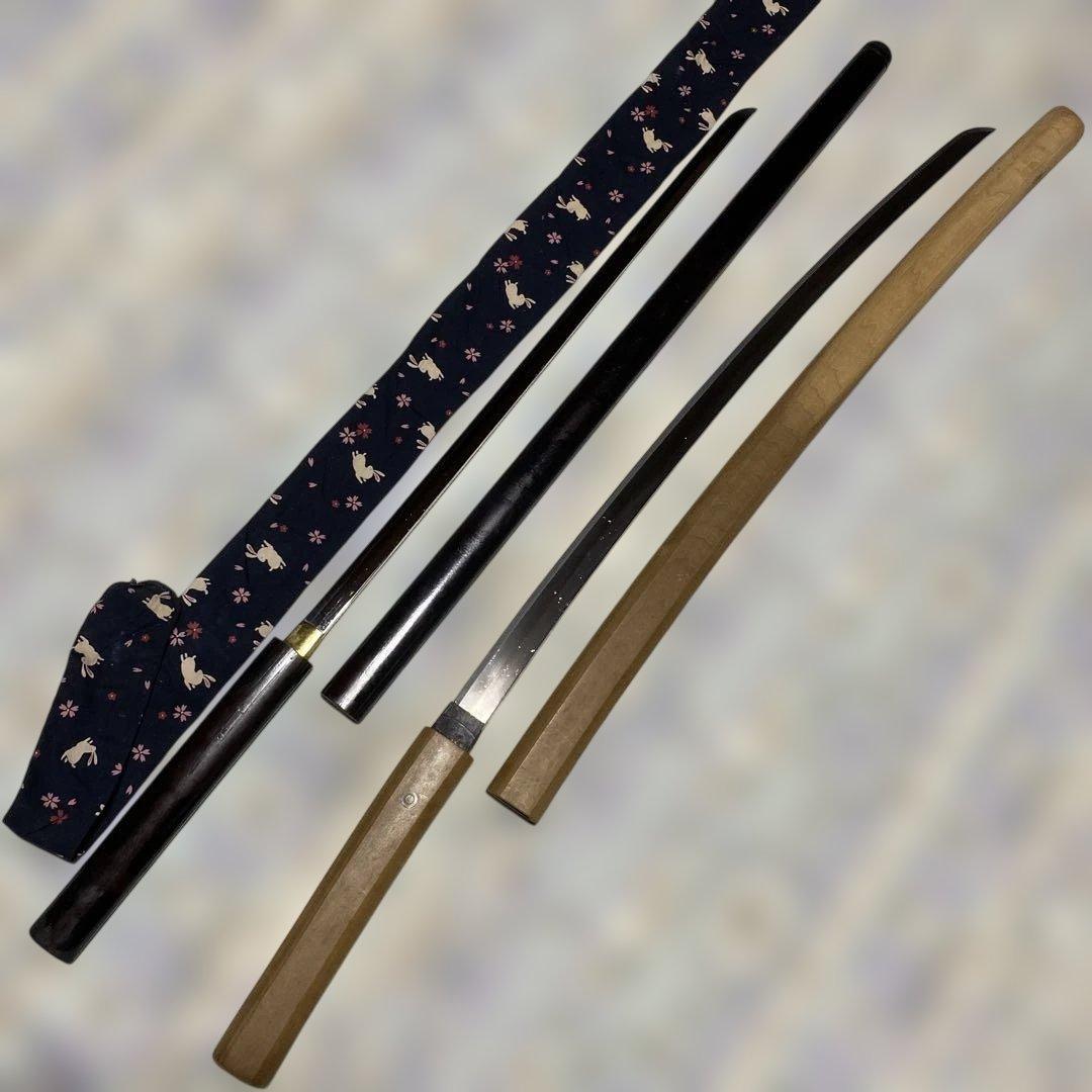 模造刀２本 仕込み杖(刀袋付)と白木鞘大刀