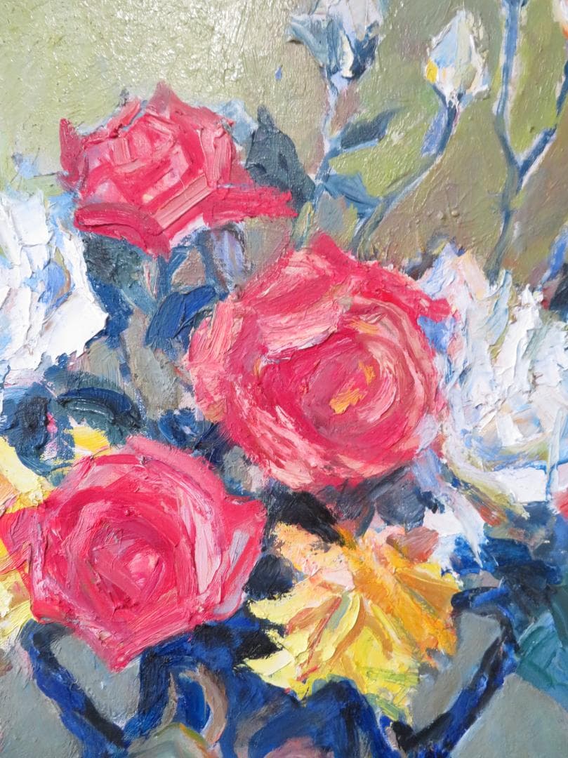 ◆ 坂田黎一　「薔薇」（仮題）　油彩　F20号　大作　創元会会員　◆