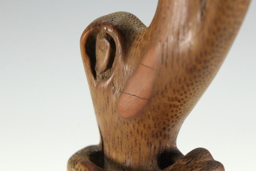 古竹 刻 霊芝 如意 柱掛 飾り(K-A912)